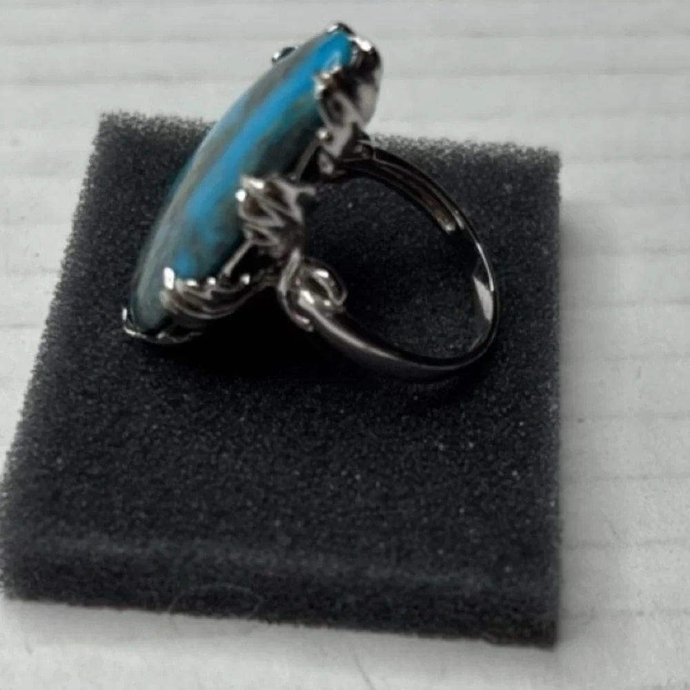 RARITIES Turquoise Sterling Silver Pear Shaped Ring Size 7